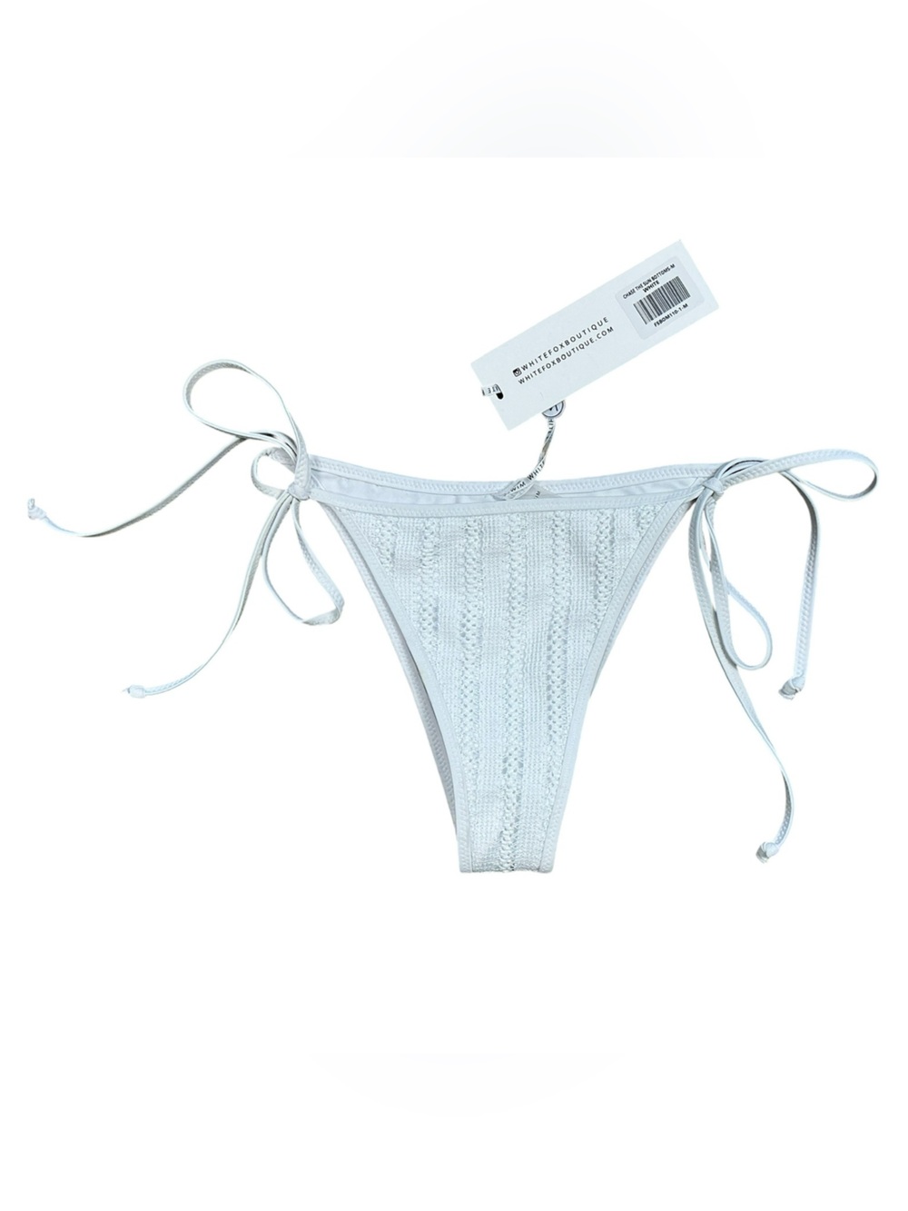 White Fox Boutique White Crochet Tie-Side Bikini Bottom NWT Size Medium